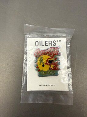 Vintage Coca-Cola Oilers Helmet Enamel Pin Badge In Original Packaging